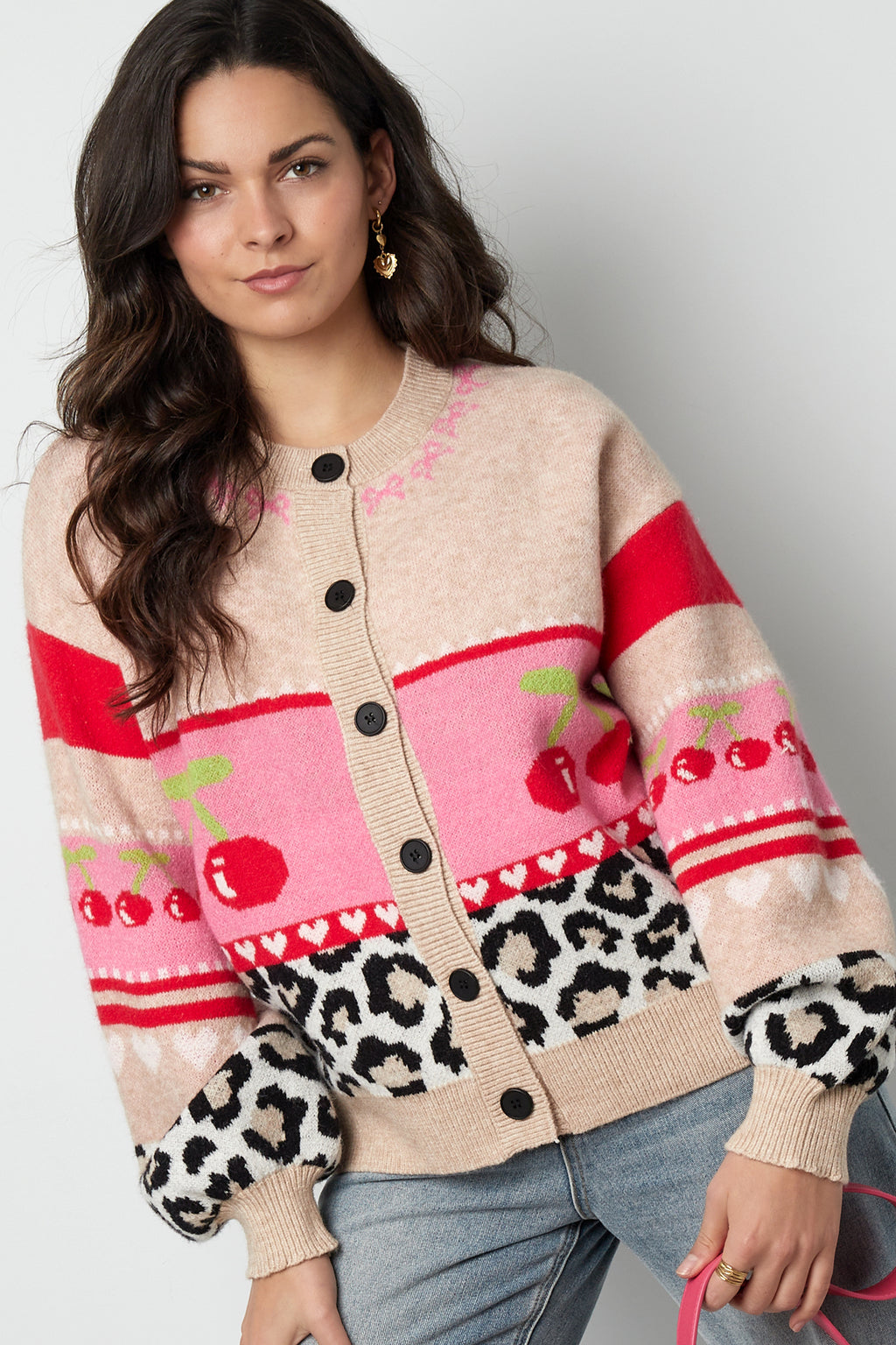 Knitted Women's Cardigan Fall/Winter Color Block Cute