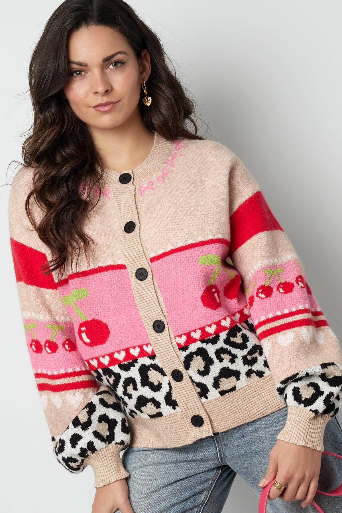Knitted Women's Cardigan Fall/Winter Color Block Cute