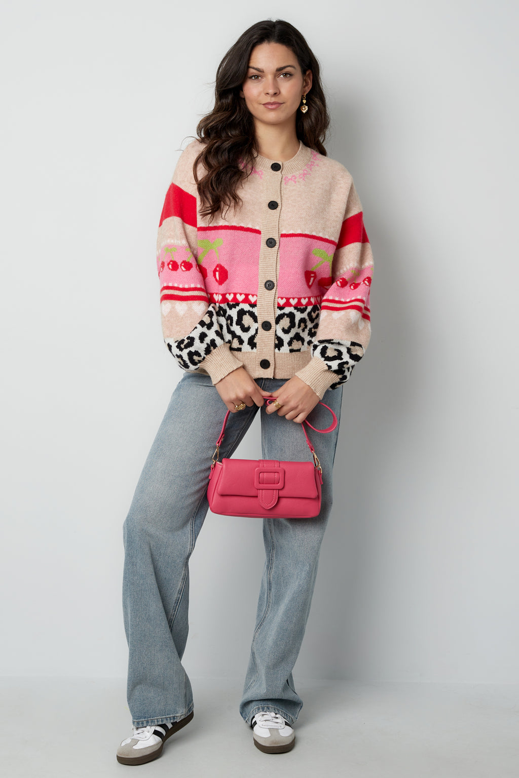 Knitted Women's Cardigan Fall/Winter Color Block Cute