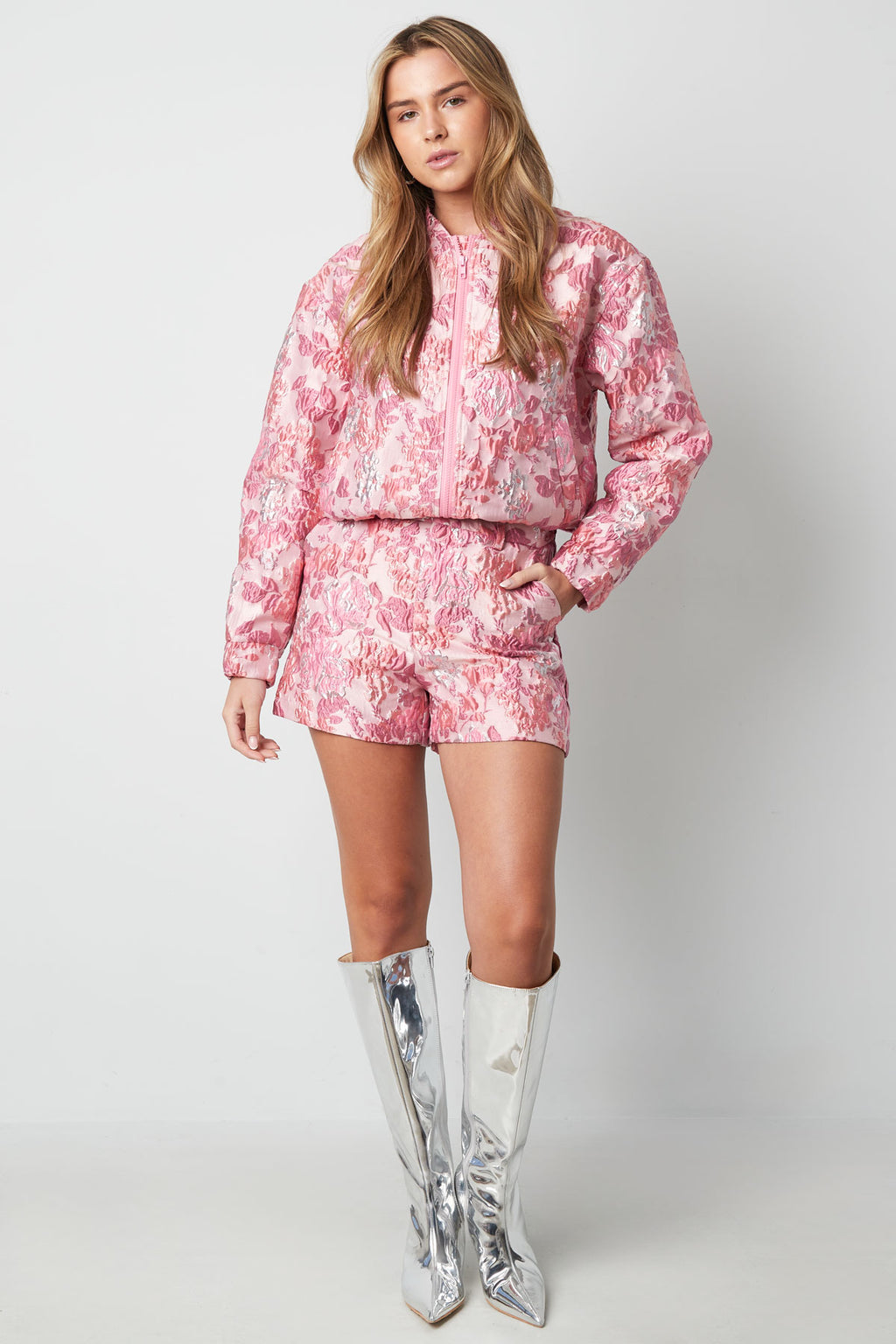 Woven Polyester Fiber Women's Shorts Elegant Floral Print