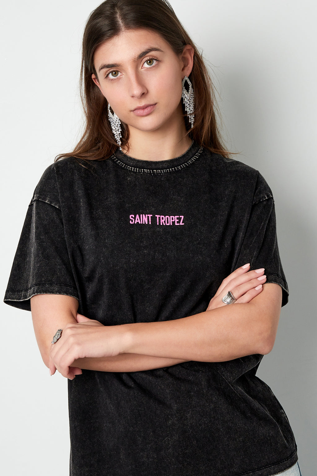 Cotton Women's T-shirt Oversized Saint Tropez Print