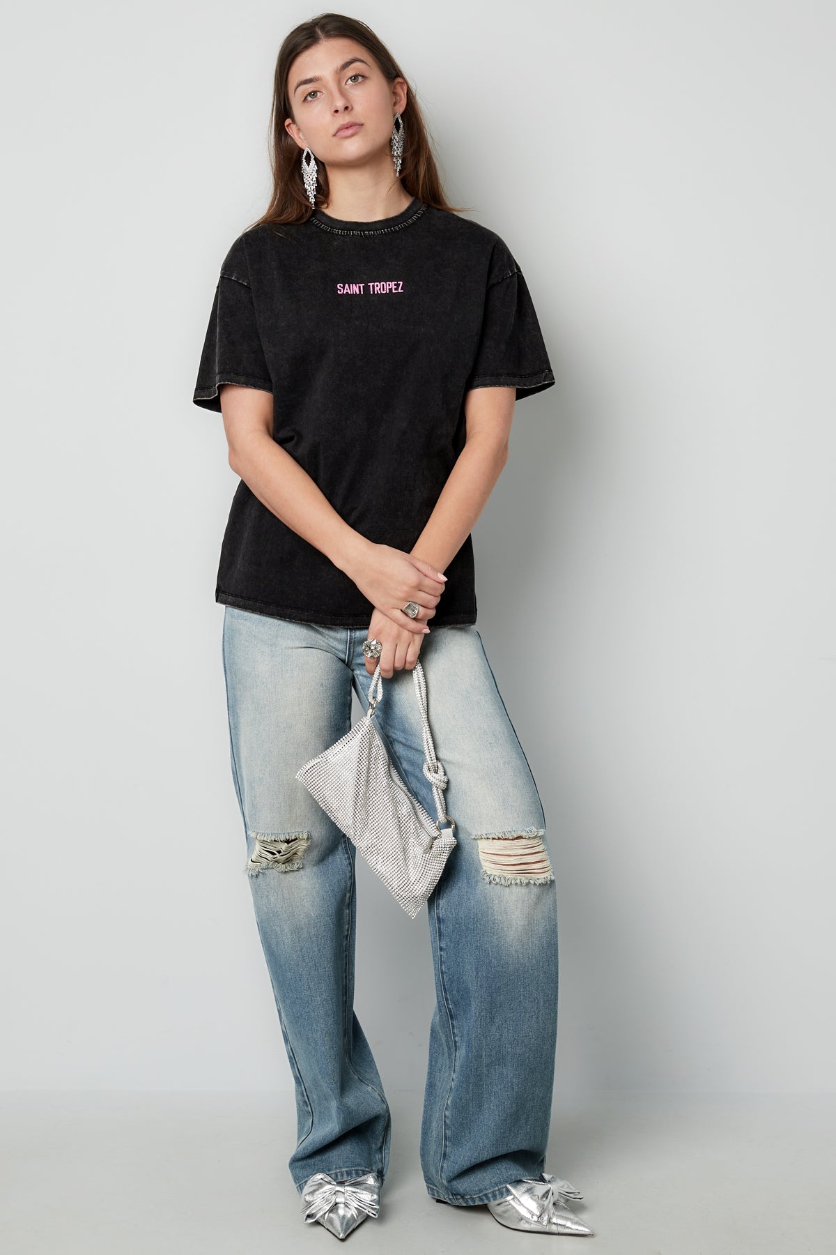 Cotton Women's T-shirt Oversized Saint Tropez Print