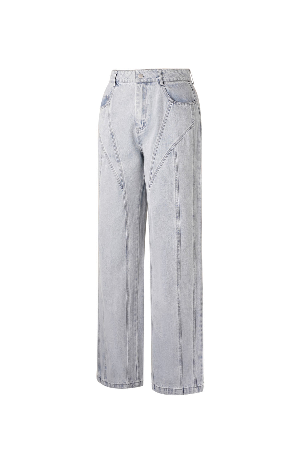 Cotton Blend Denim Pants Casual Straight Light Indigo