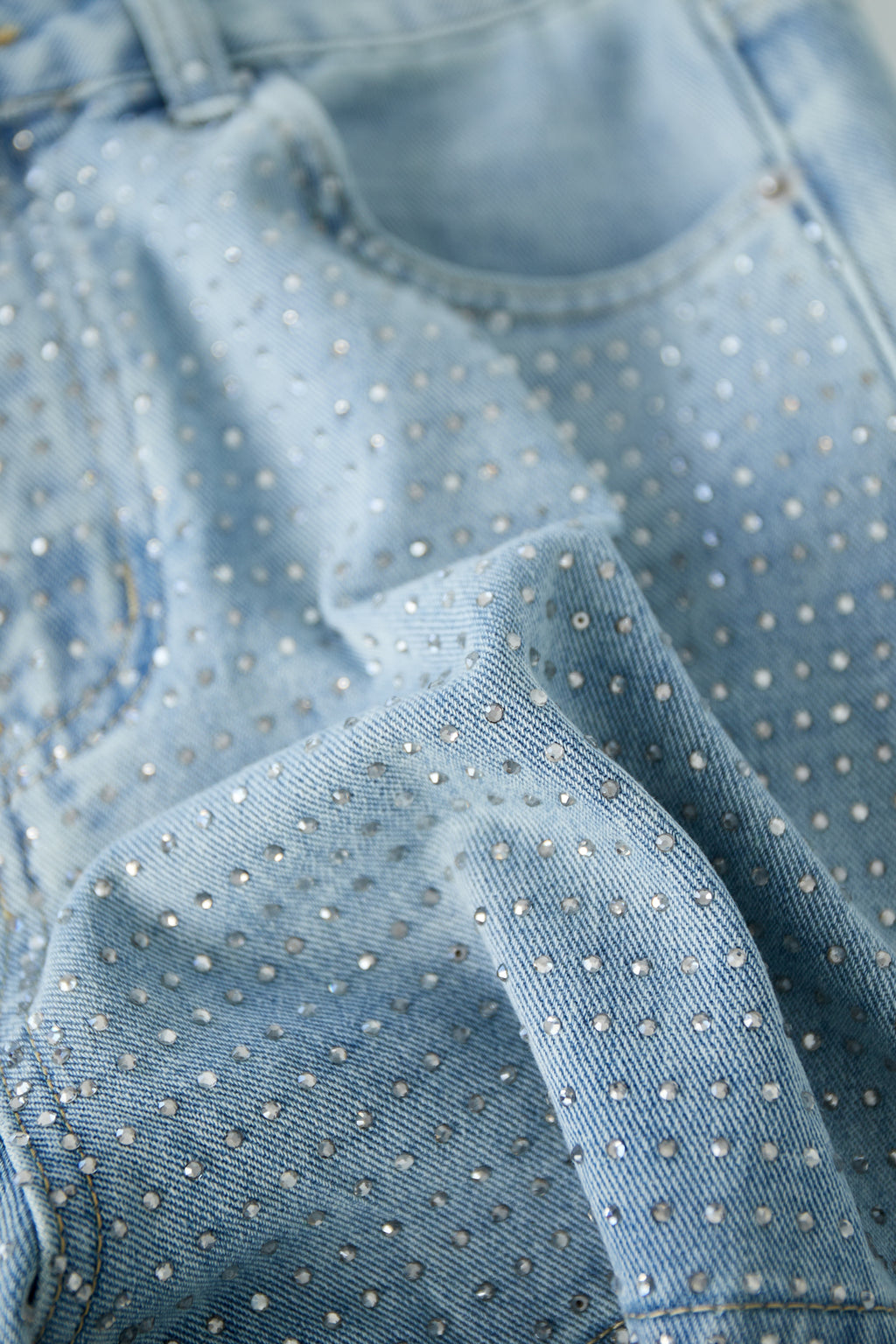 Denim Women's High Waist Shorts Perforated Design