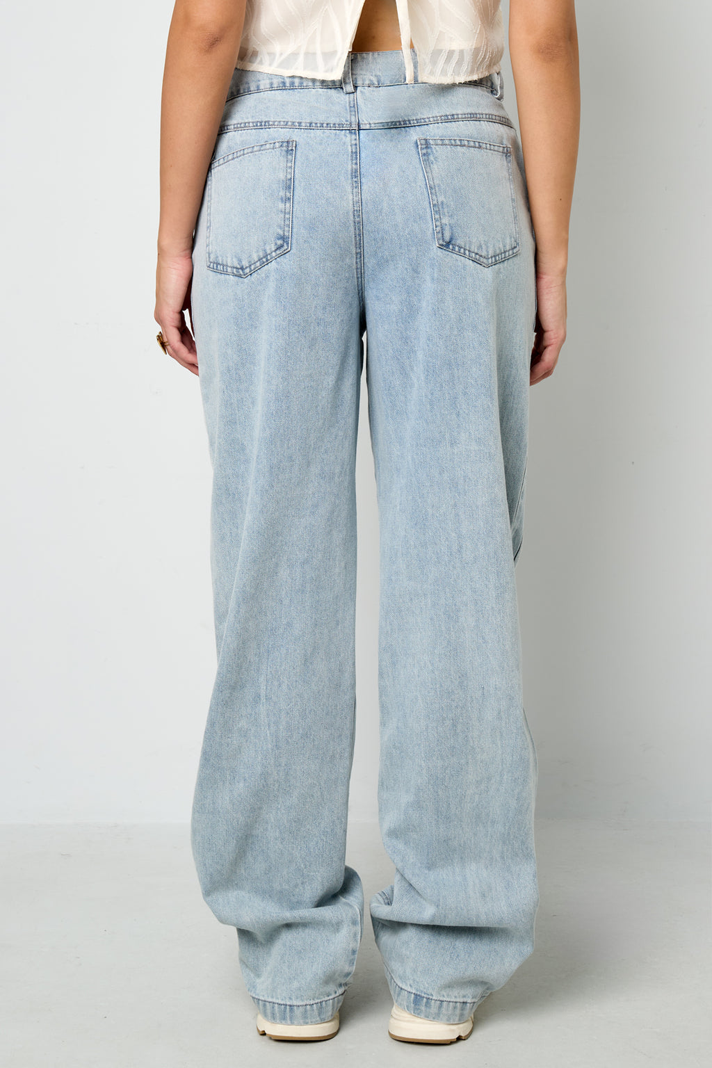 Cotton Blend Denim Pants Casual Straight Light Indigo