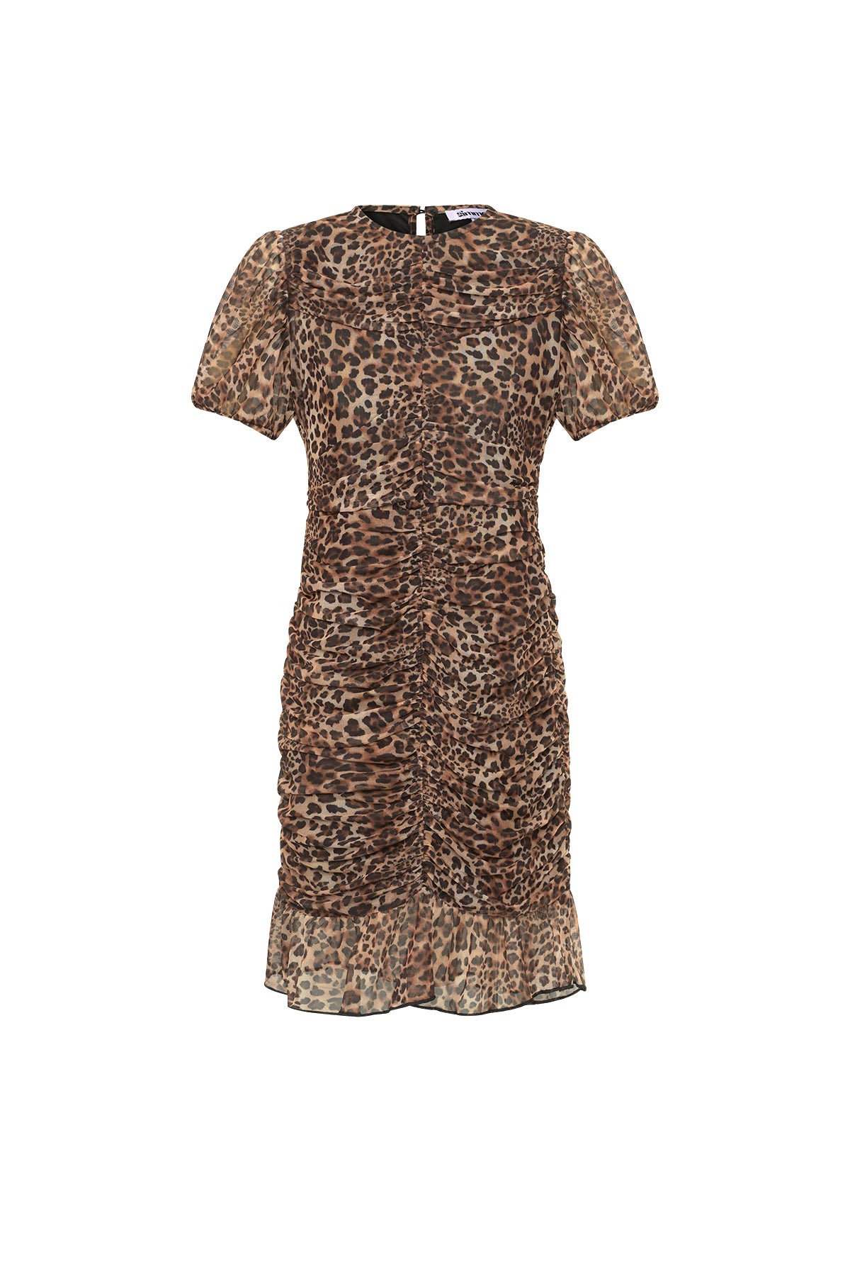 Polyester Mini Dress Elegant Leopard Print Ruffle Edge - Mini Jurk Dames | SERAMODE