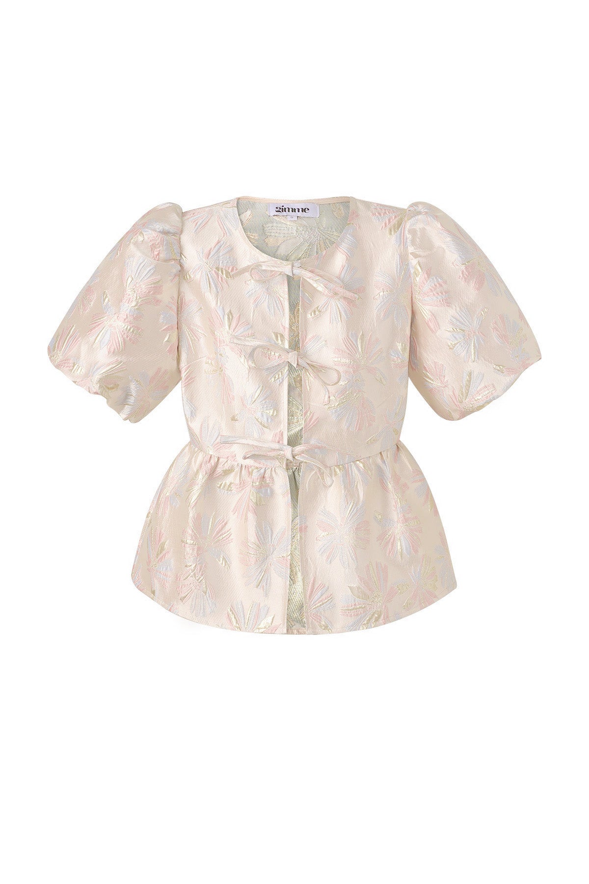 Woven Polyester Fiber Women's Short Sleeve Top Elegant Floral Print