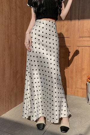 SeraMode - High-Waist Polka Dot Fish Tail Skirt