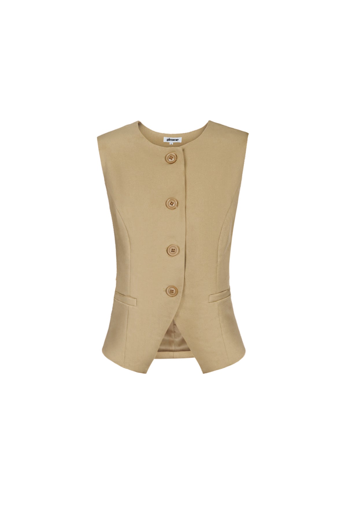 Women's Sleeveless Top Structured Button-Down Design - Mouwloze Top Dames | SERAMODE