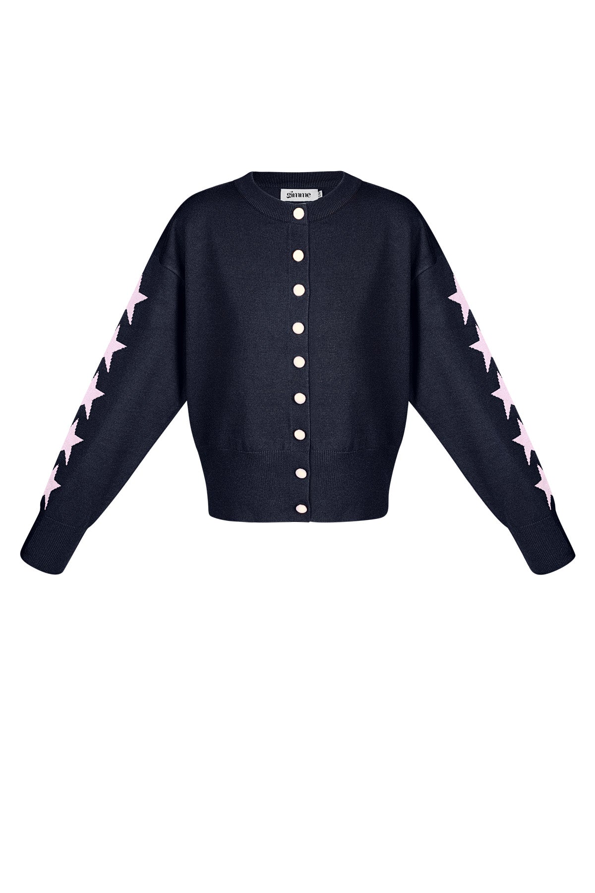 Viscose Knit Cardigan Women's Cropped Style Star Pattern - Dames Vest | SERAMODE