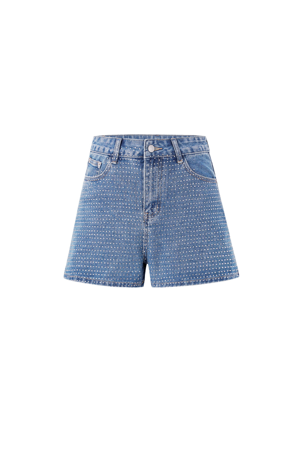 Denim Women's High Waist Shorts Perforated Design