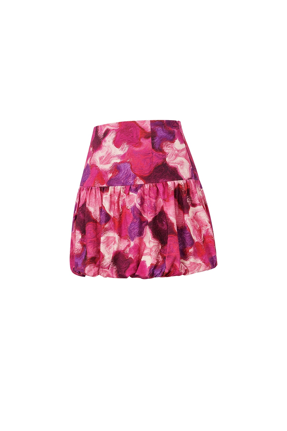 Viscose Women's Mini Skirt Ruffled Design Fuchsia