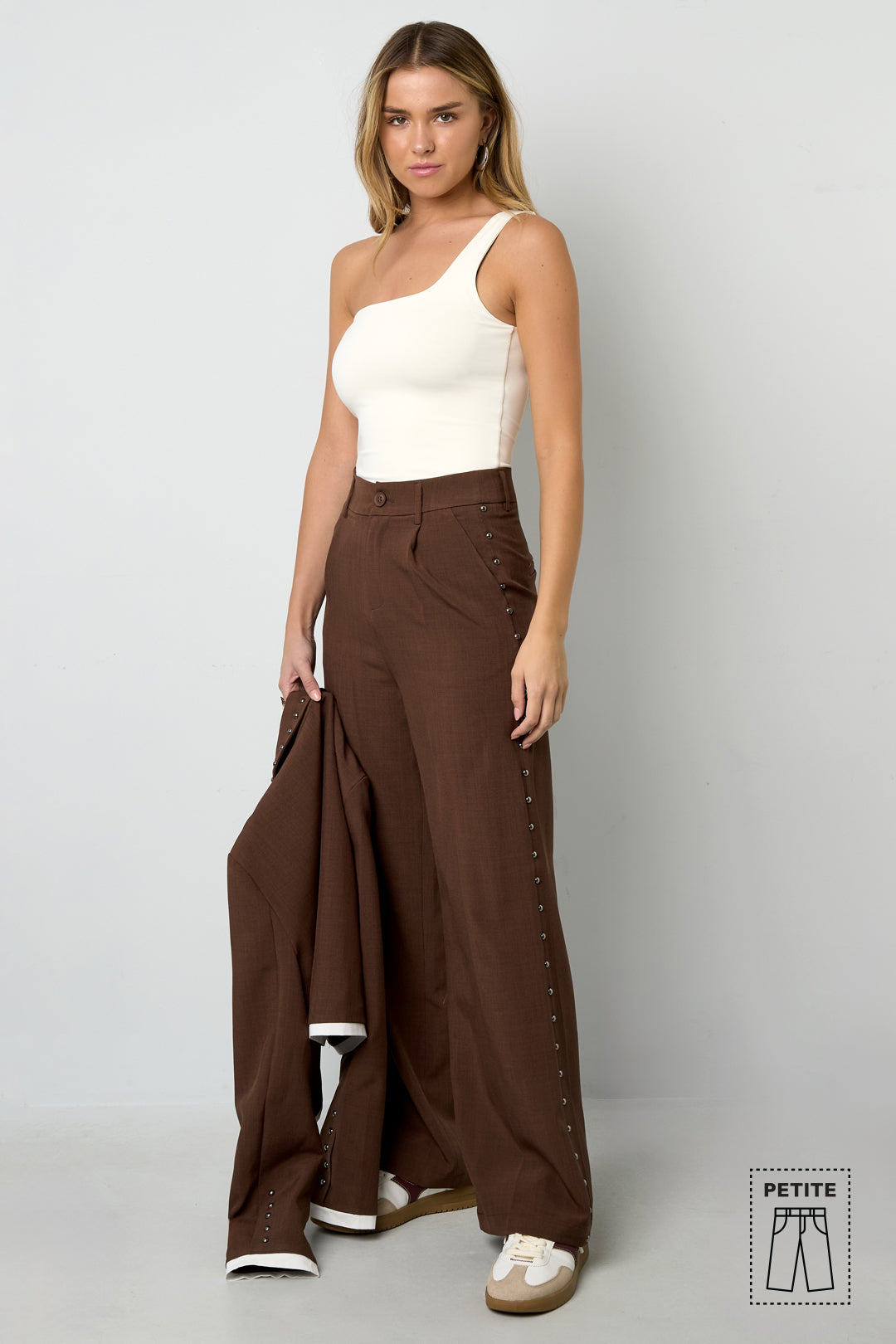 Woven Polyester Fiber Women's Wide Leg Pants Elegant Solid Color Fall/Winter