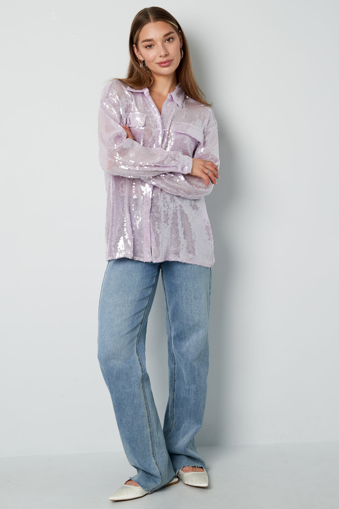 Woven Polyester Fiber Women's Blouse Elegant Solid Color Spring/Summer