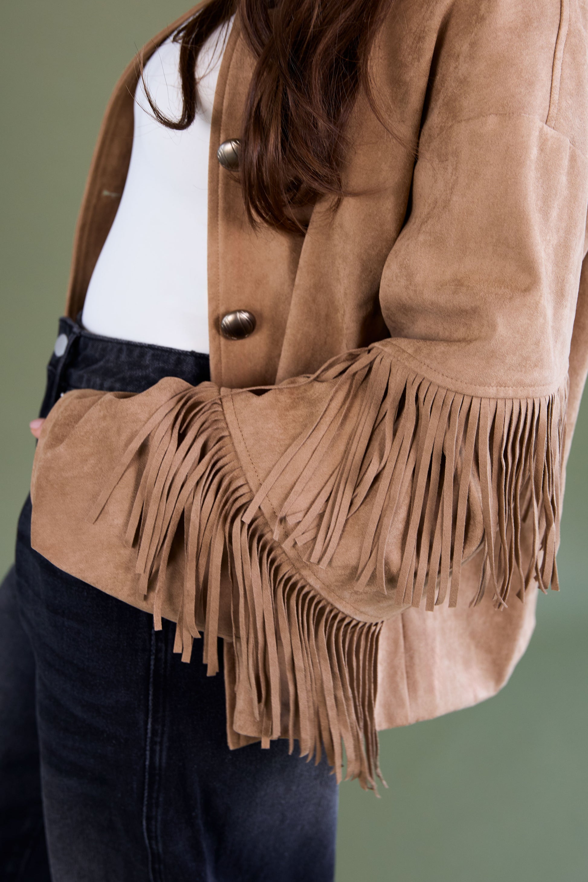 Woven Polyester Fiber Women's Blouse Casual Solid Color Fall/Winter Fringe Detail