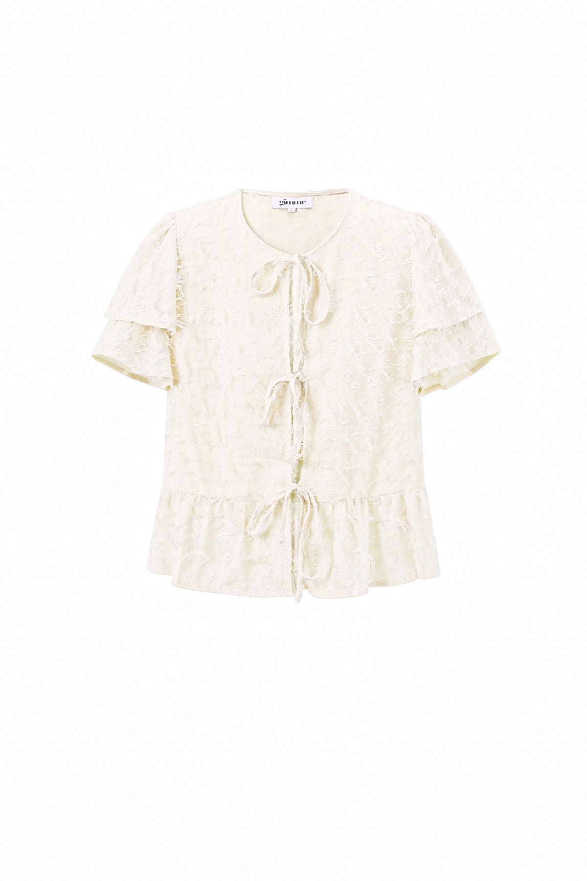 Woven Polyester Fiber Women's Short Sleeve Tops Elegant Tie-up Solid Color