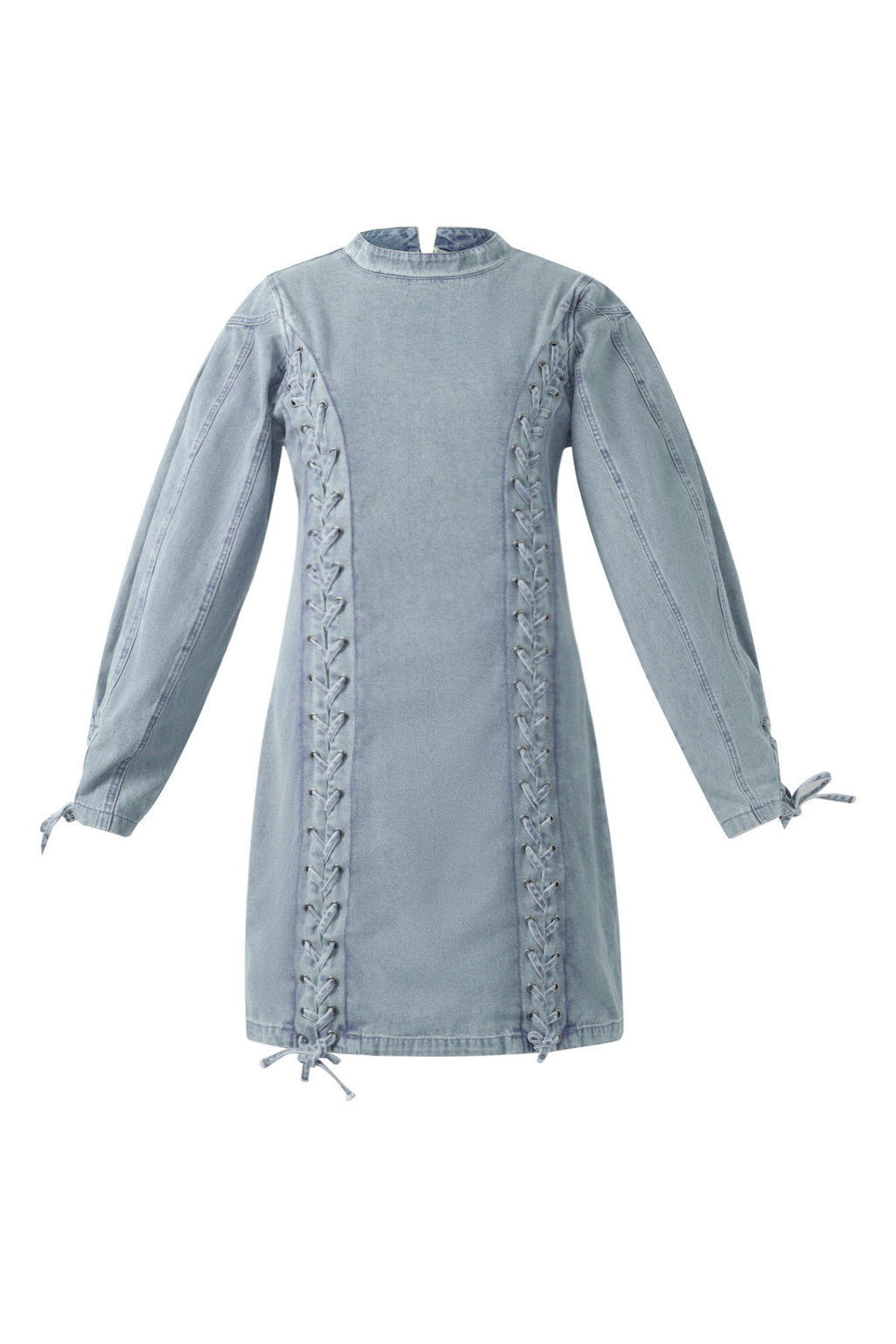 Denim Dress Elegant Tie-Up Solid Color - Dames Kleding | SERAMODE