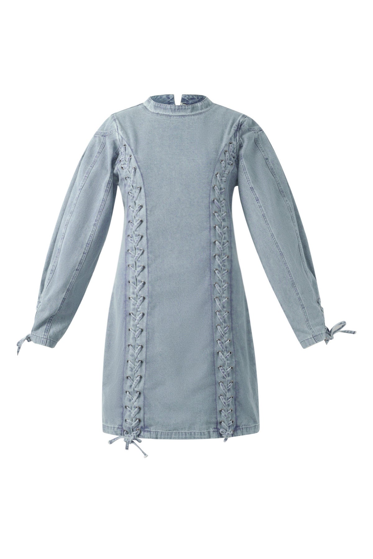 Denim Dress Elegant Tie-Up Solid Color - Dames Kleding | SERAMODE